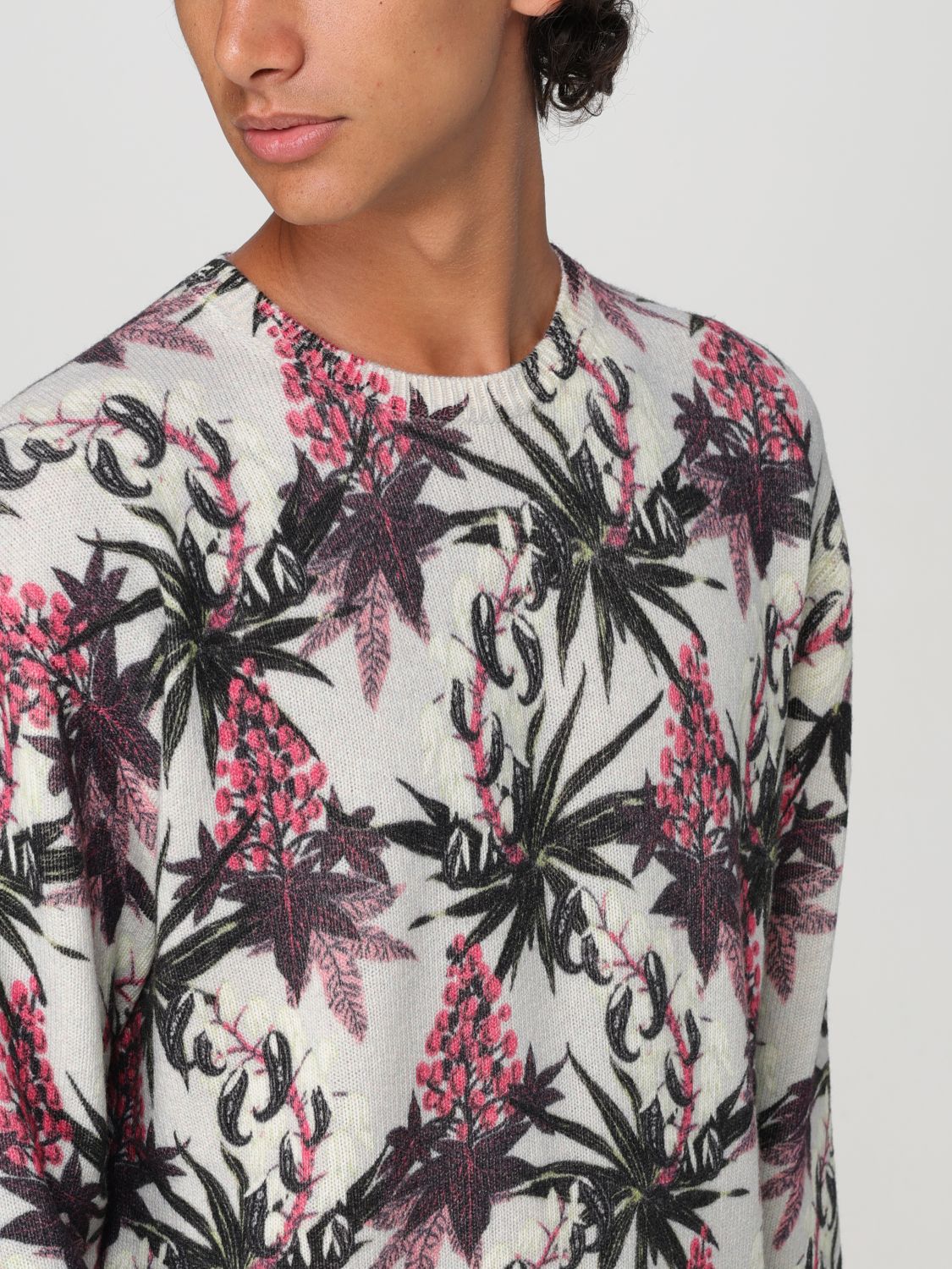 Floral intarsia-knit jumper - Neutrals