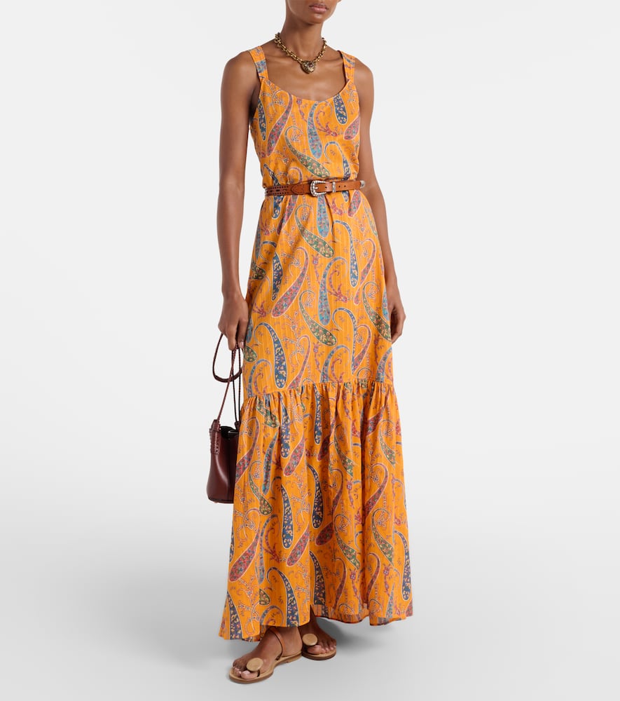 Printed cotton cady maxi dress