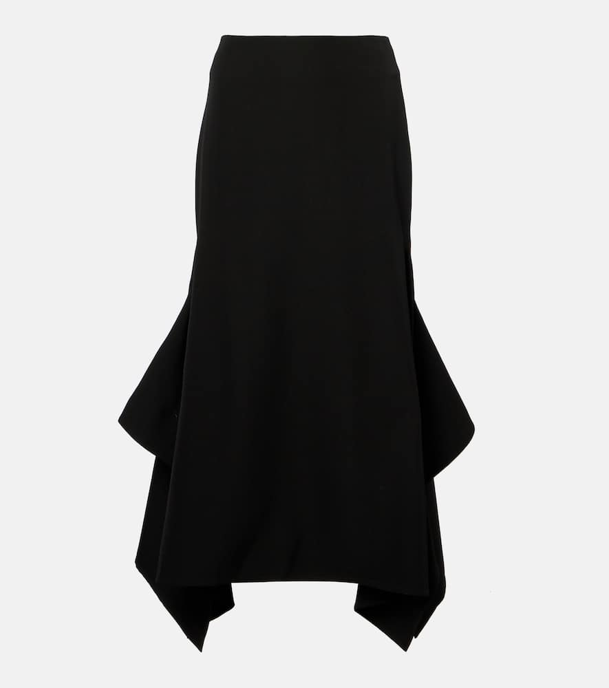 Draped virgin wool midi skirt