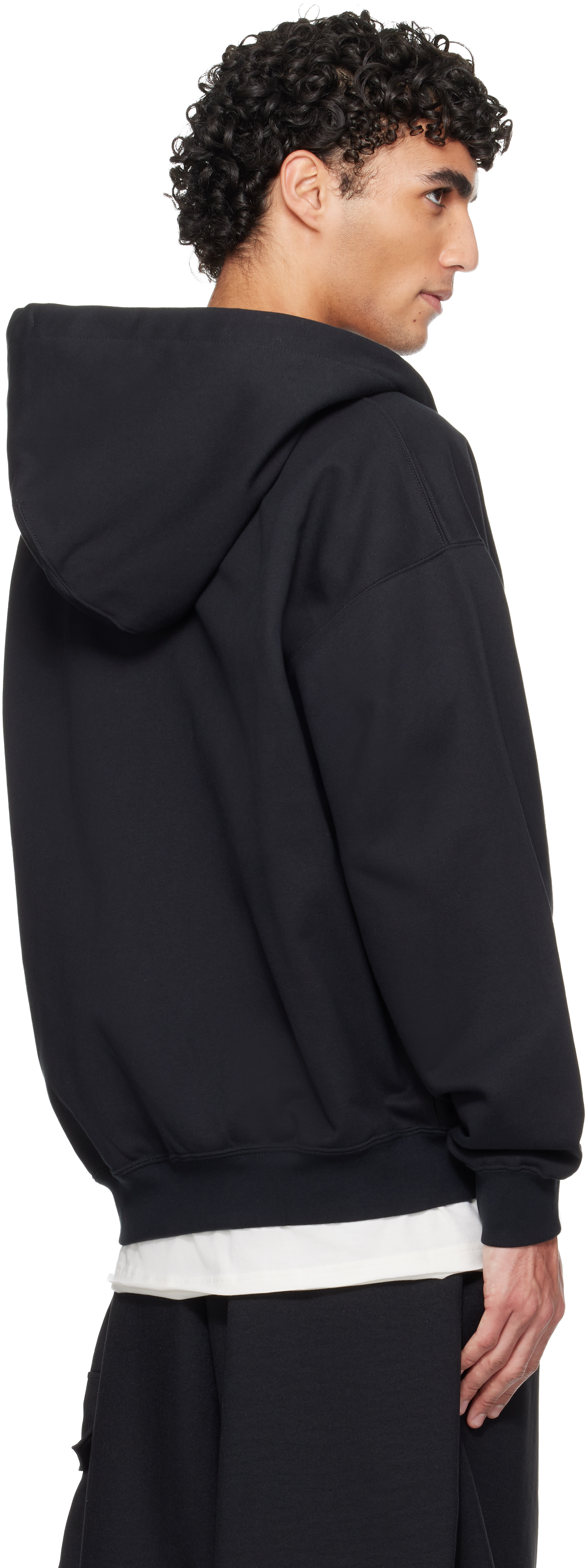 Black Brushed Terry Zip Hoodie