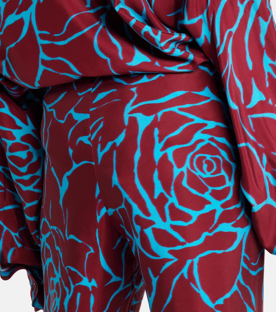 Floral jersey straight pants