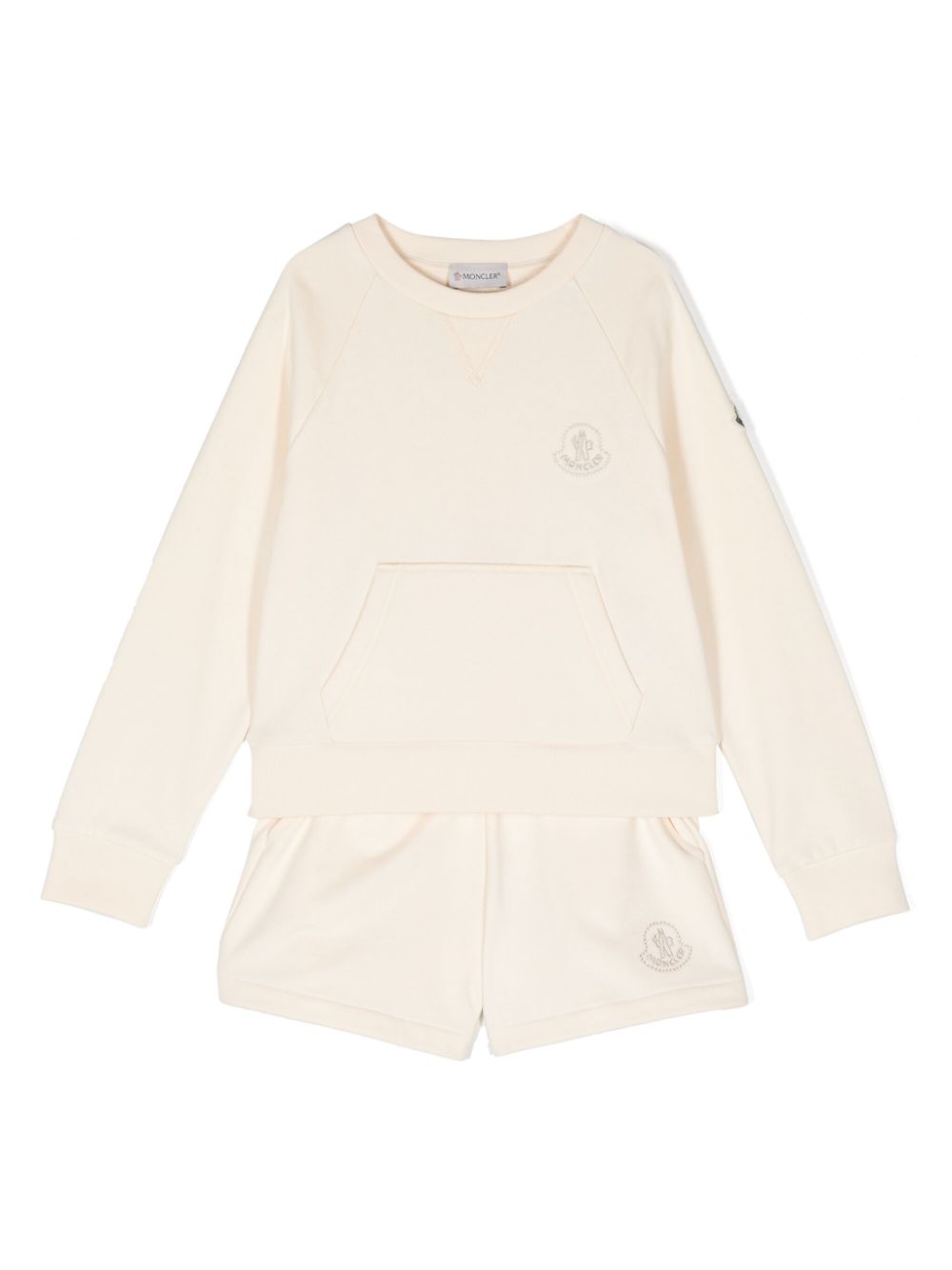 Logo-embroidered cotton shorts set - Neutrals