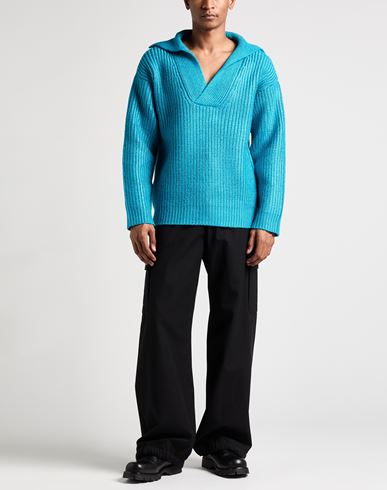 Man Sweater Turquoise Size L Silk, Polyamide