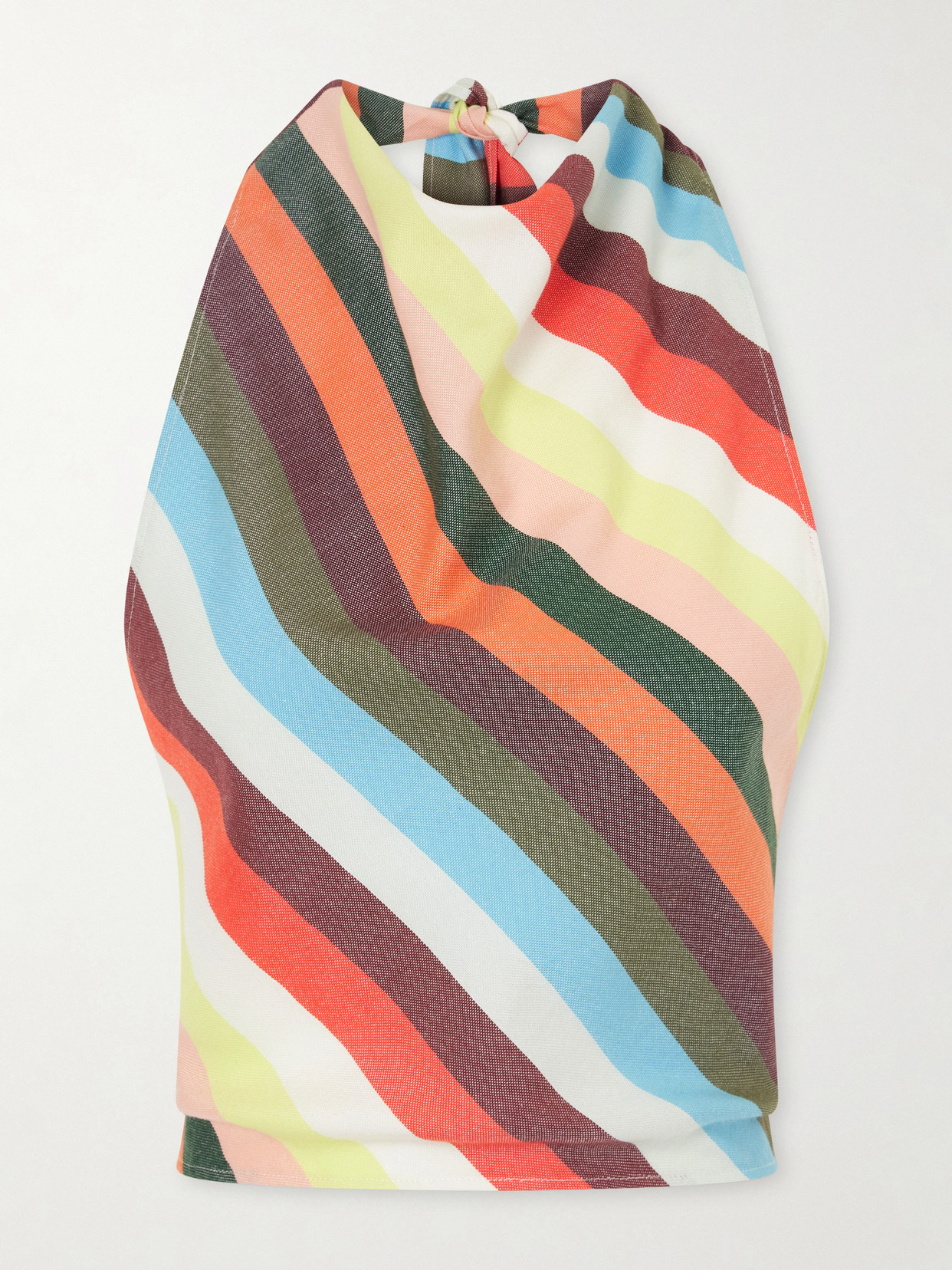 The Halterneck Striped Cotton Tank Top - Multi