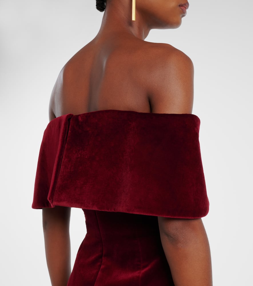 Carita off-shoulder cotton velvet midi dress