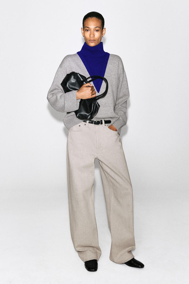 Layered Mock-Neck Merino Wool Sweater