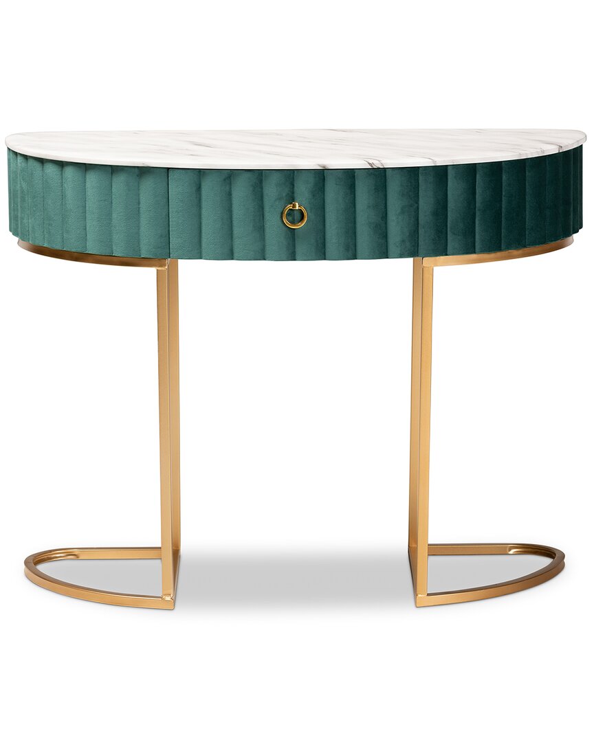 Beale 1-Drawer Console Table With Faux Marble Tabletop