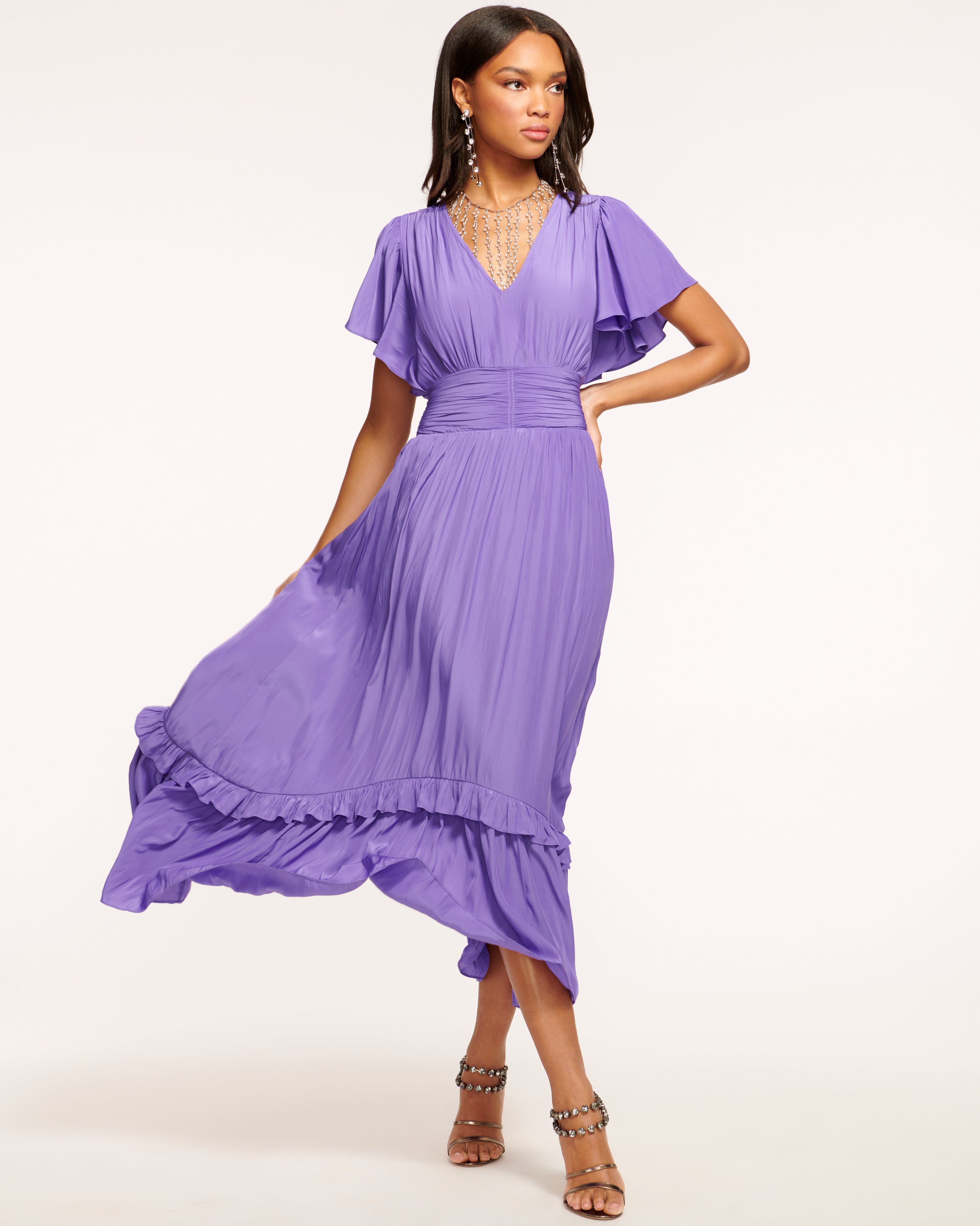Joanie Short Sleeve Maxi Dress in Pink Petunia