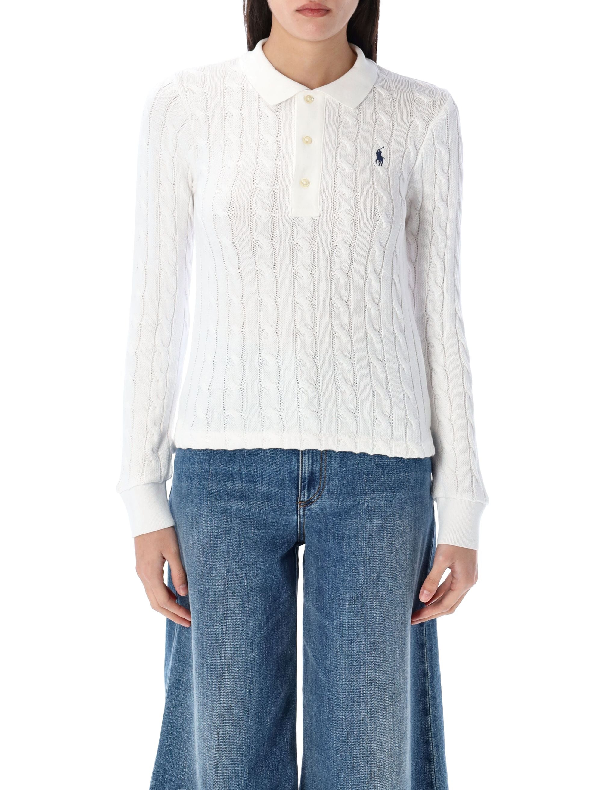 Cable-knit Polo Top