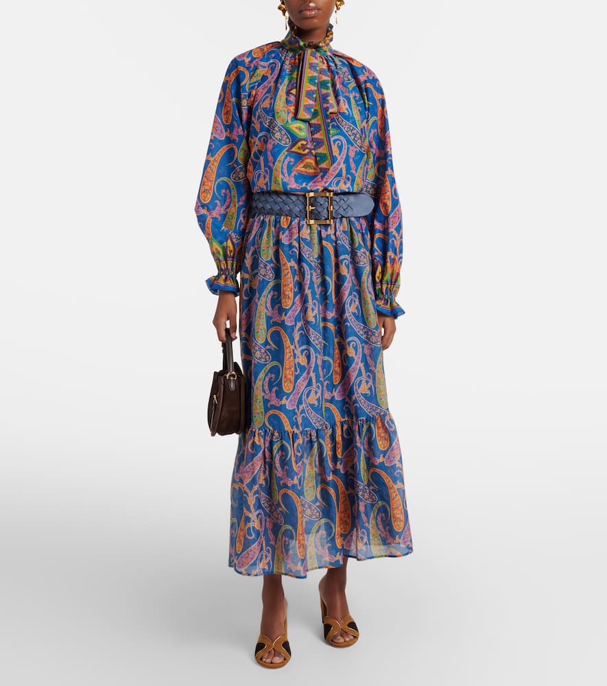 Printed cotton and silk twill blouse