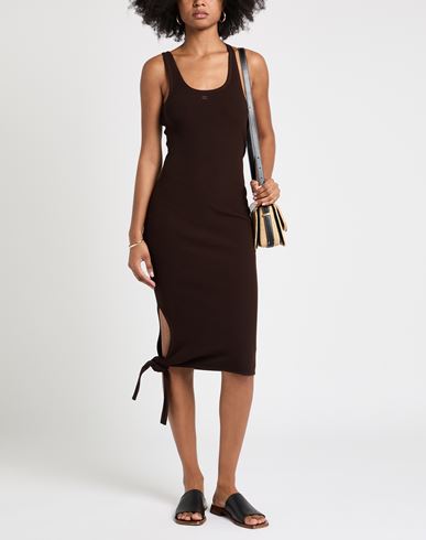 Courrèges Woman Midi dress Chocolate brown Size S Viscose, Polyester
