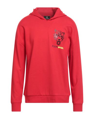 Man Sweatshirt Red Size L Cotton, Polyester