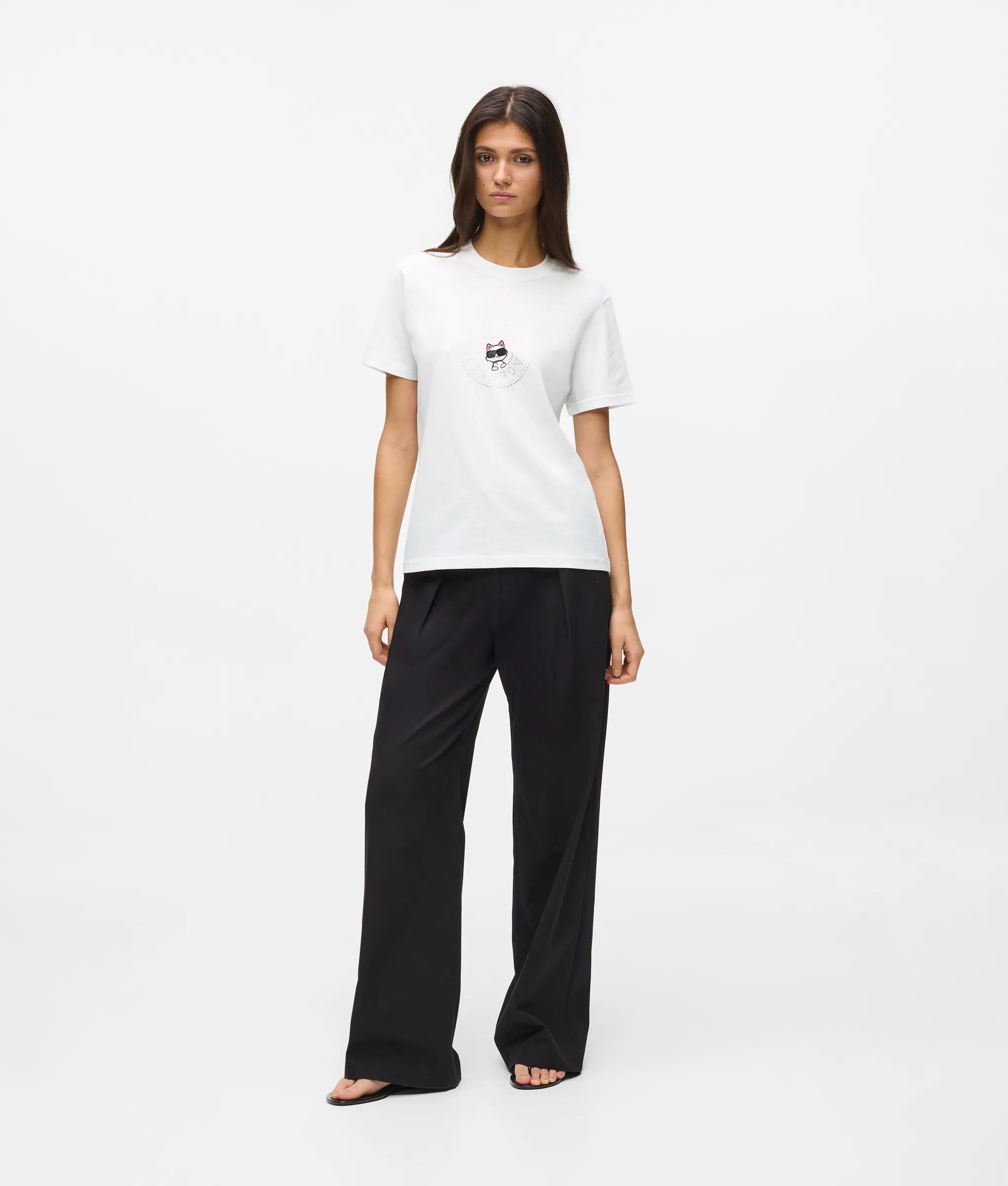 Karl Lagerfeld - Ikon T-shirt Mit Circle-logo, Damen, Weiss, Größe