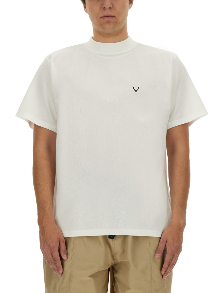White Mock Collar T-Shirt
