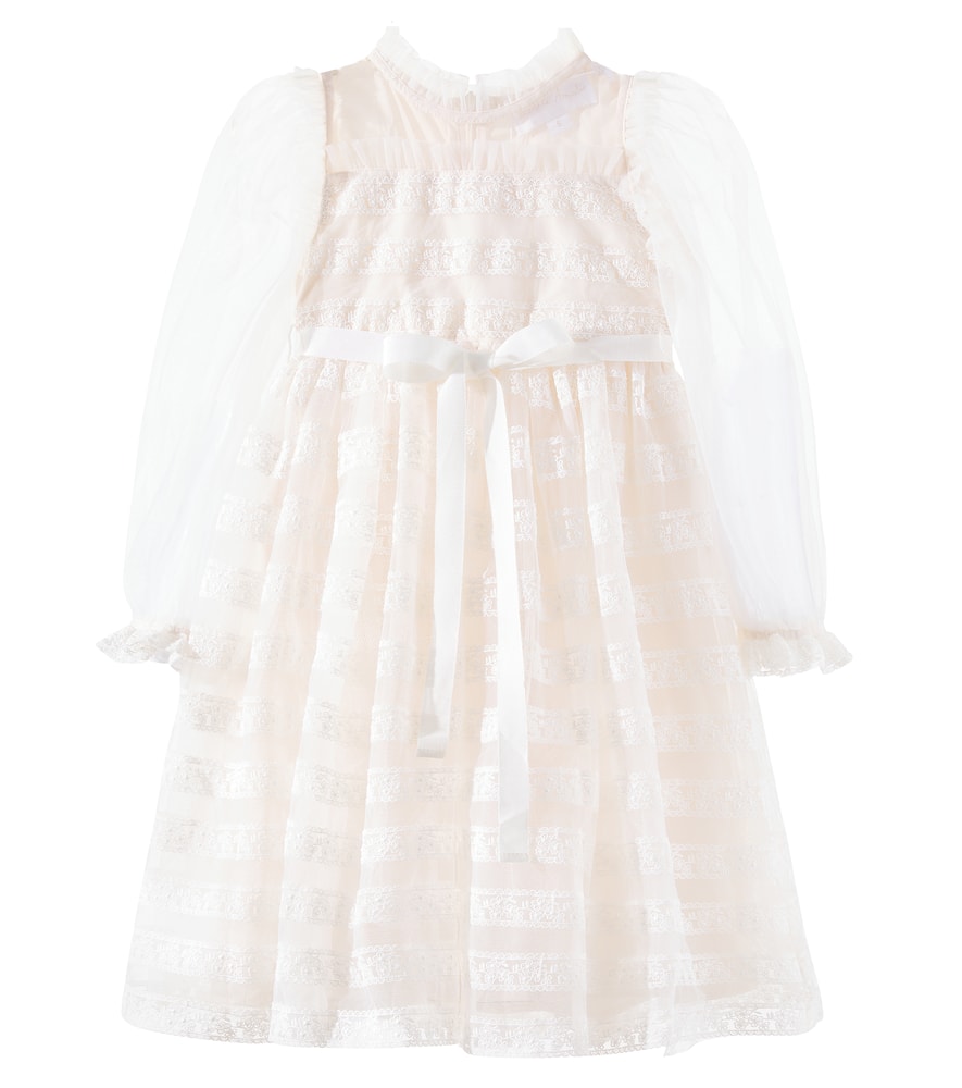 Lace-trimmed tulle dress