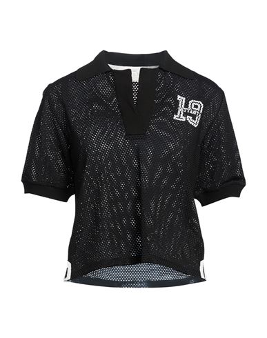 Woman Polo shirt Black Size XS Polyamide, Viscose, Elastane