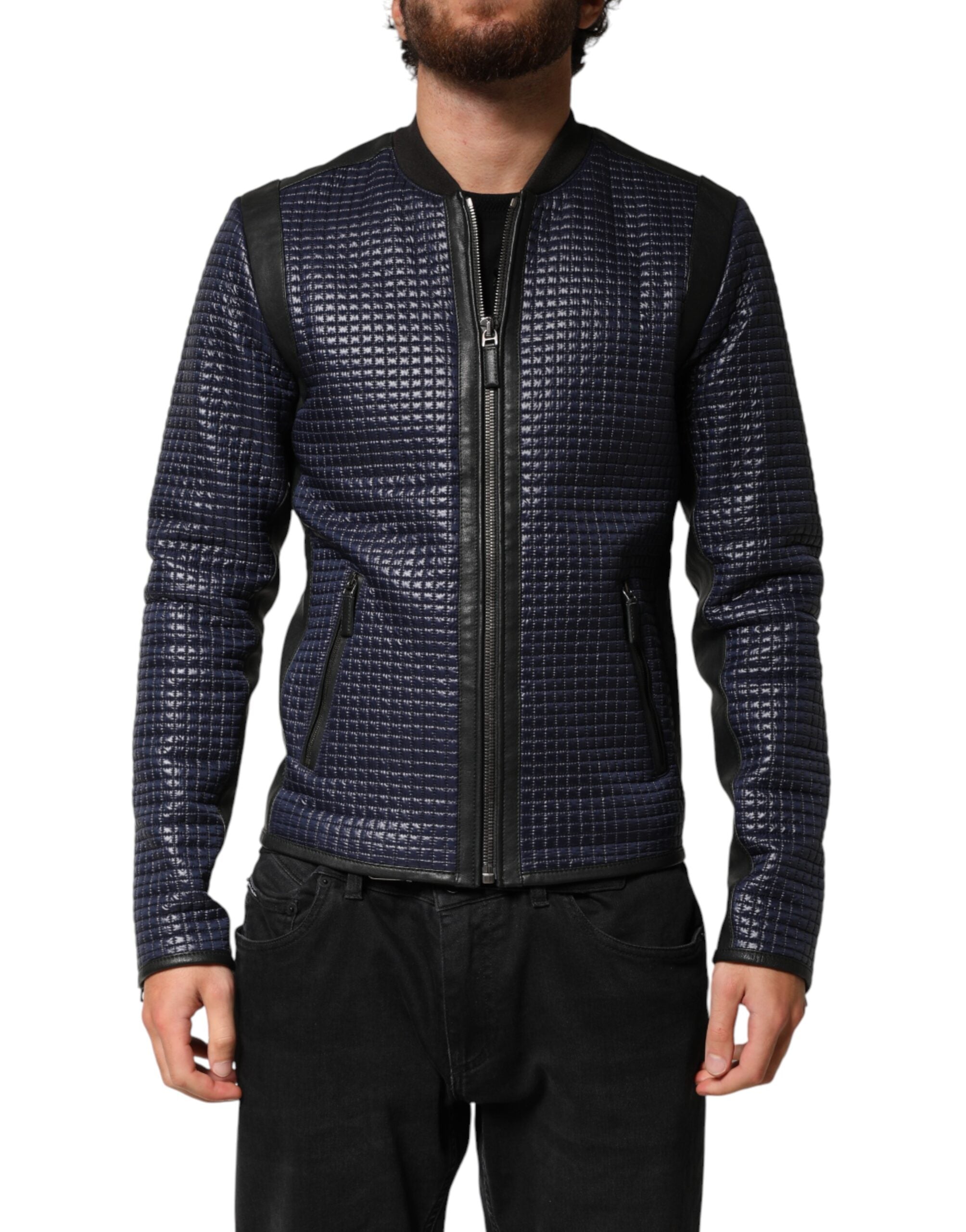 Quilted Nylon Bomber Jacket — Blue