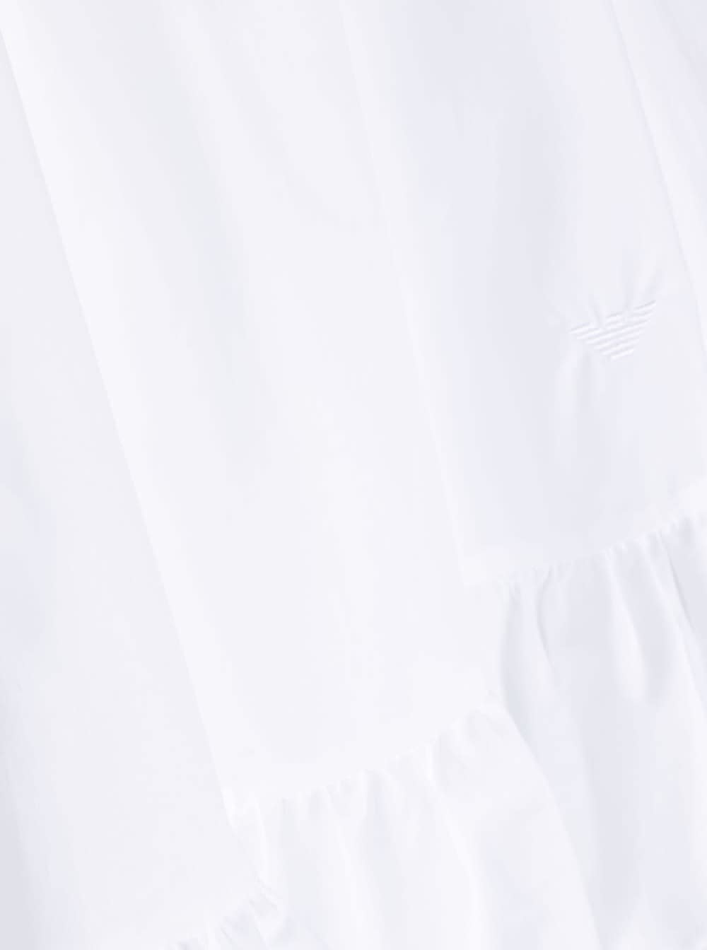 White Crewneck Flared Dress With Frill In Cotton Girl