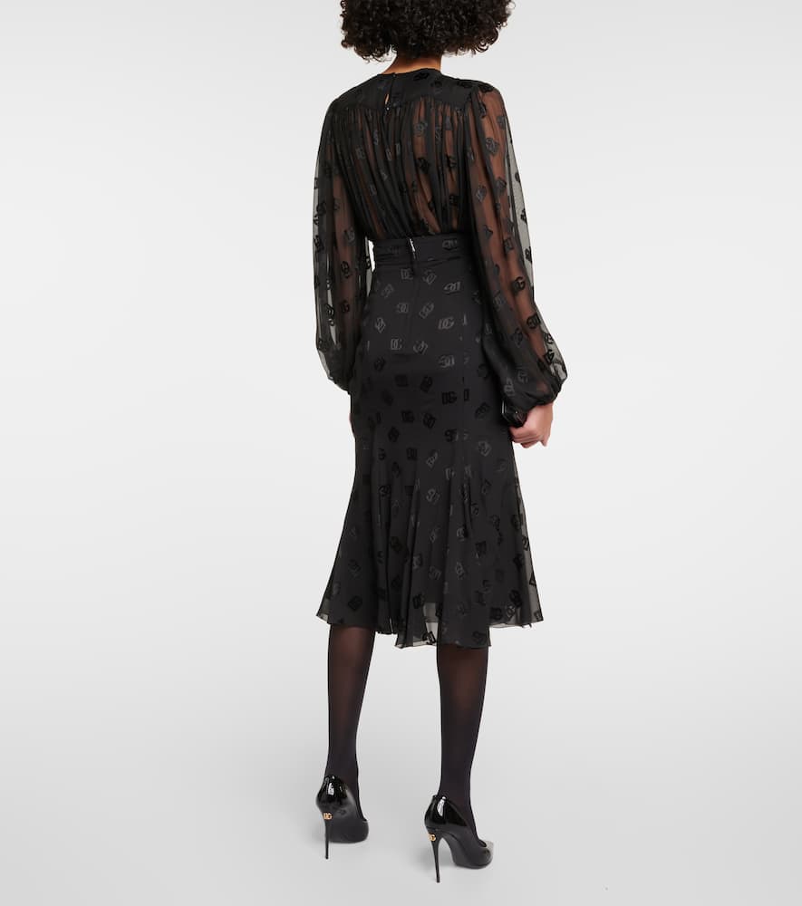 DG devoré satin midi skirt