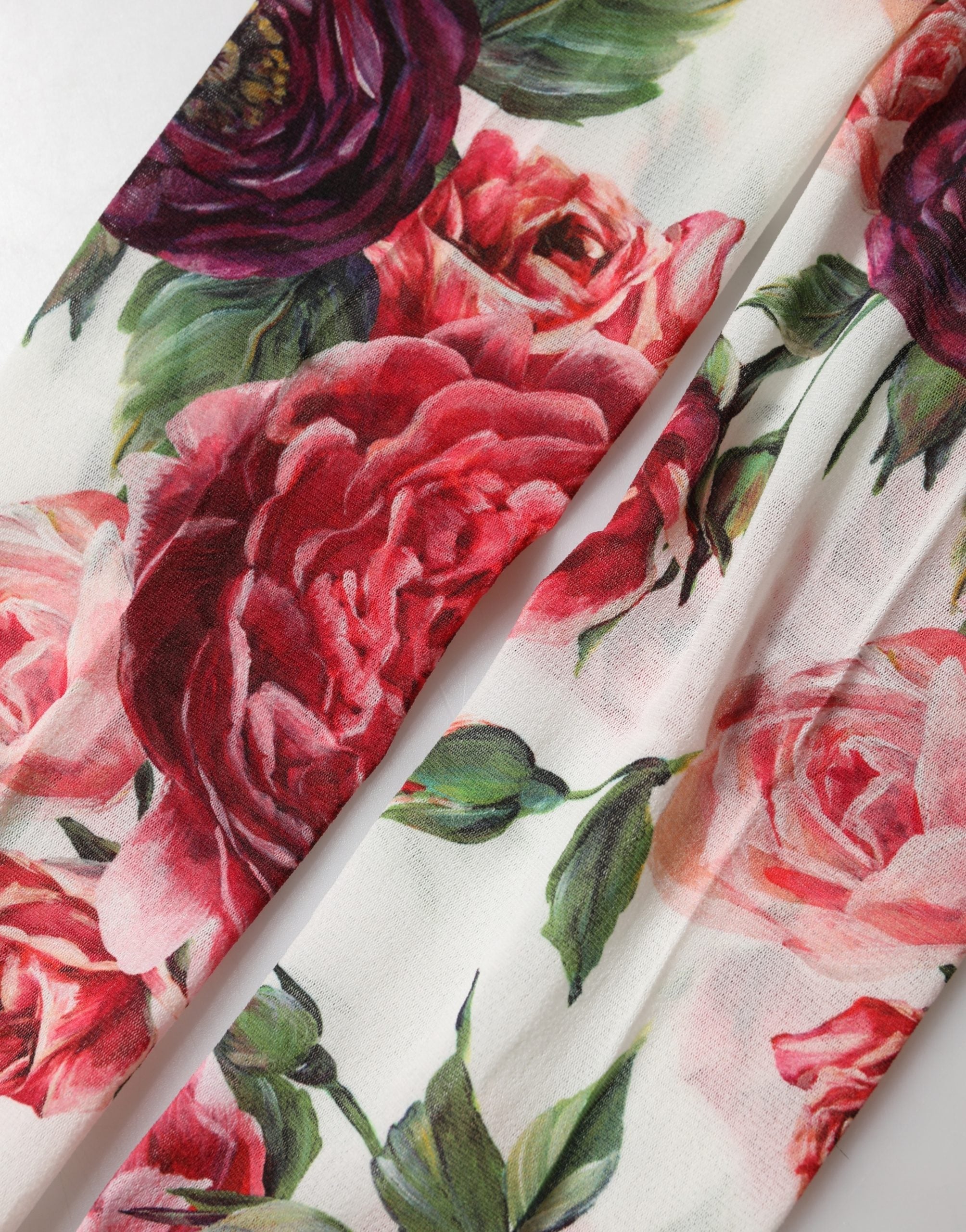 Floral Print Nylon Leggings — White