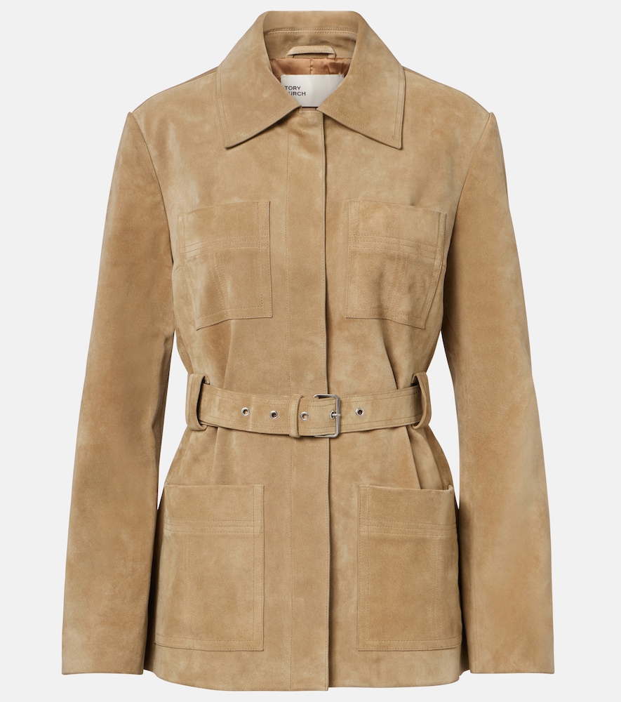 Belted suede jacket