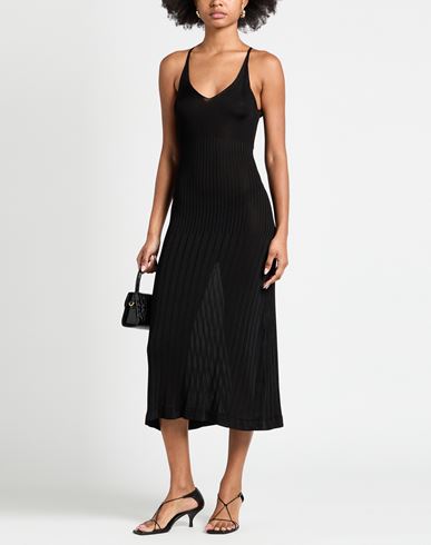 Woman Midi dress Black Size L Viscose