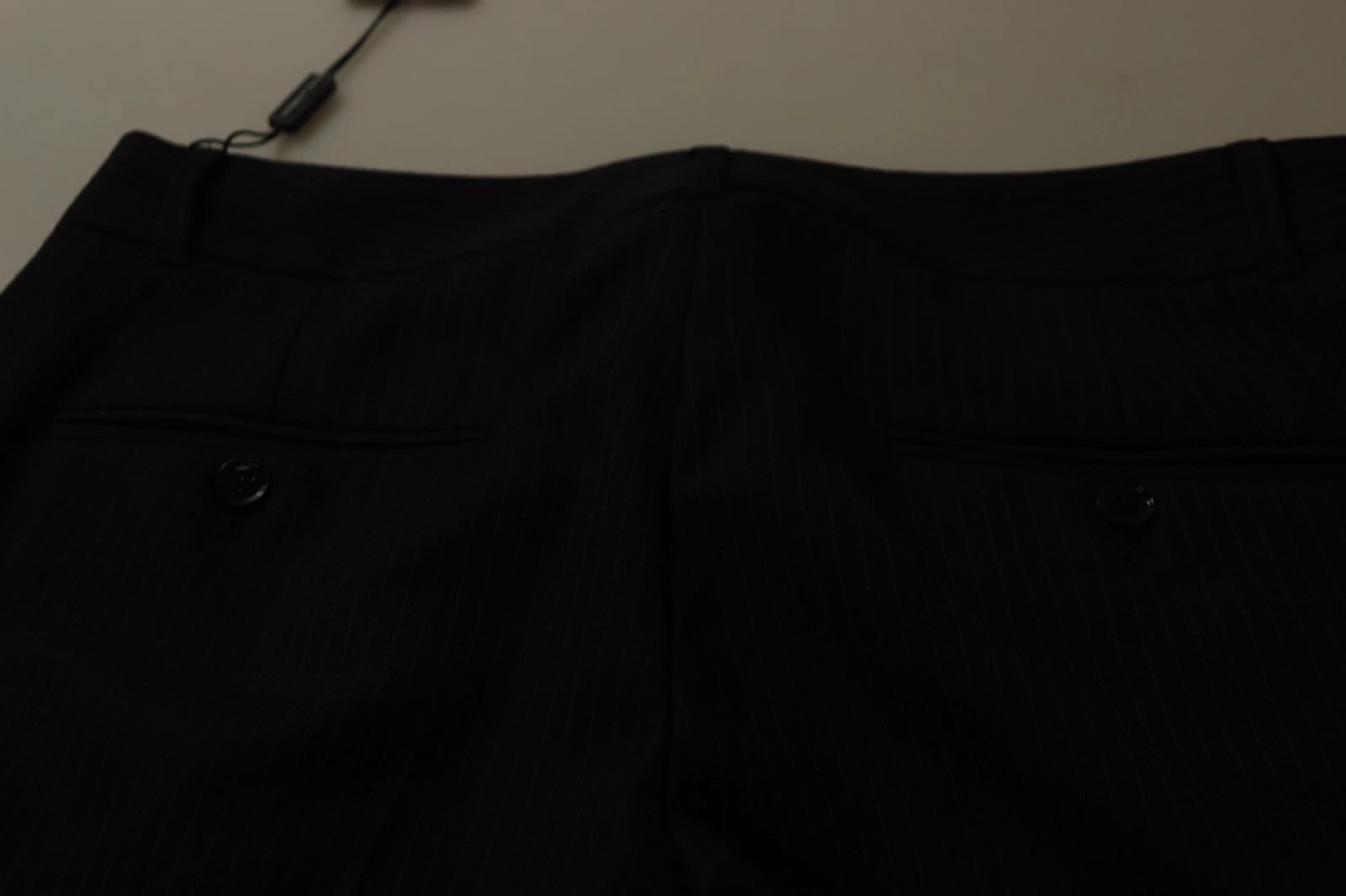 Striped Virgin Wool Blend Trousers — Black