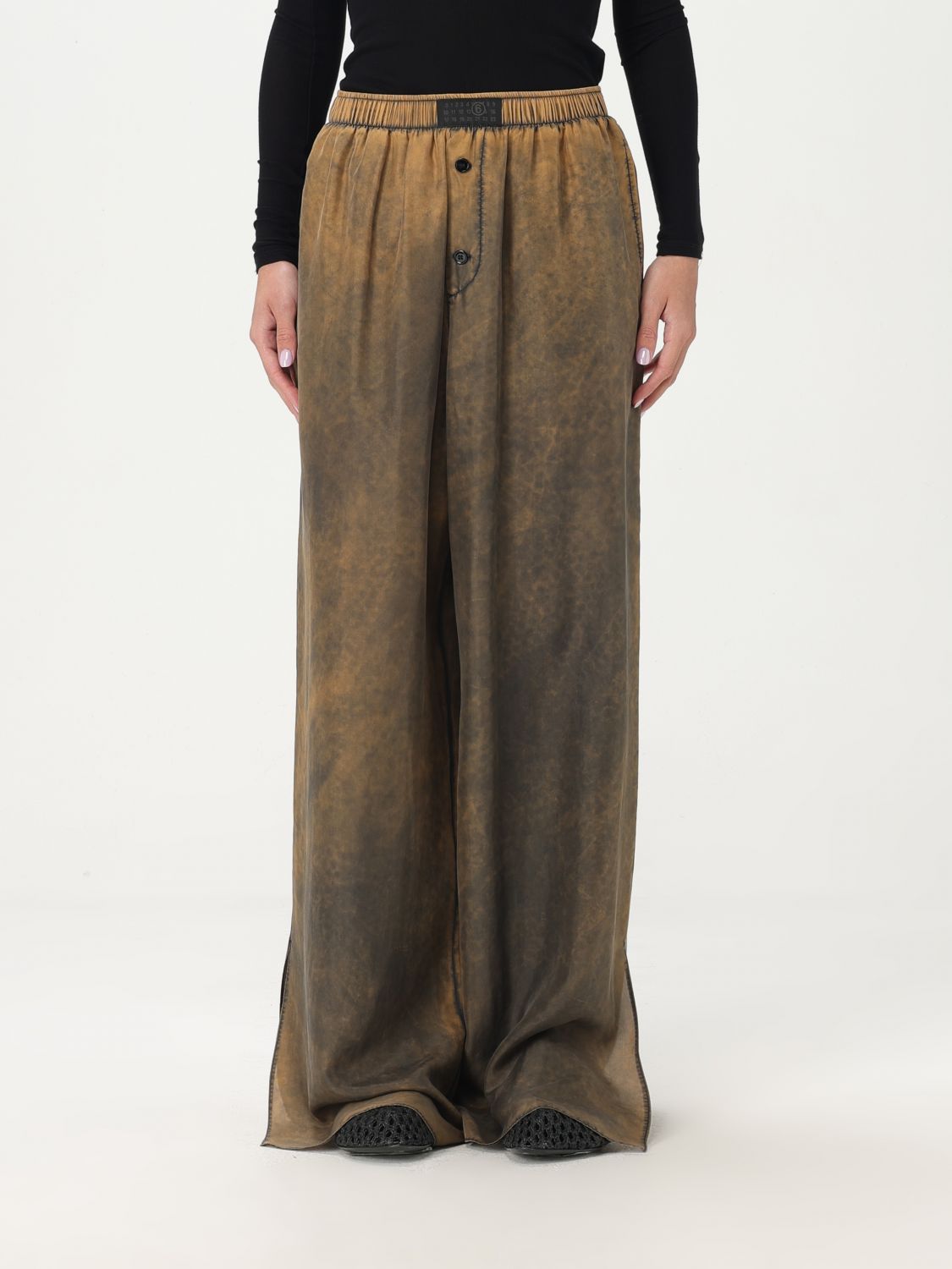 Distressed-finish flared trousers - Yellow
