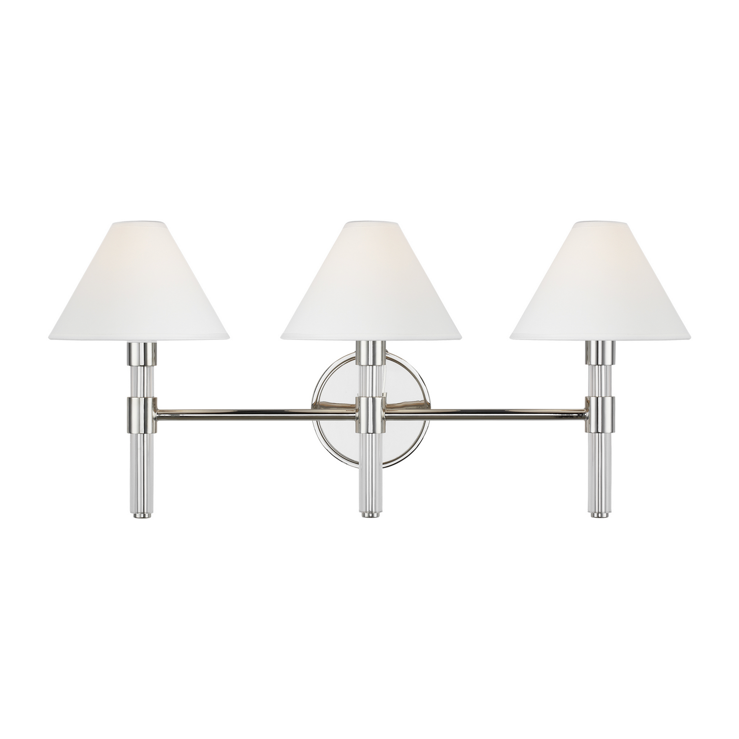 Visual Comfort Studio Robert 3-Light Bathroom Vanity Light in Polished Nickel And Clear Acrylic by Ralph Lauren