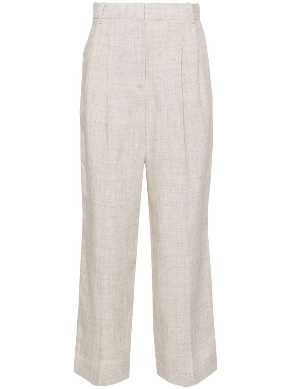 Pleated wide-leg trousers - Neutrals