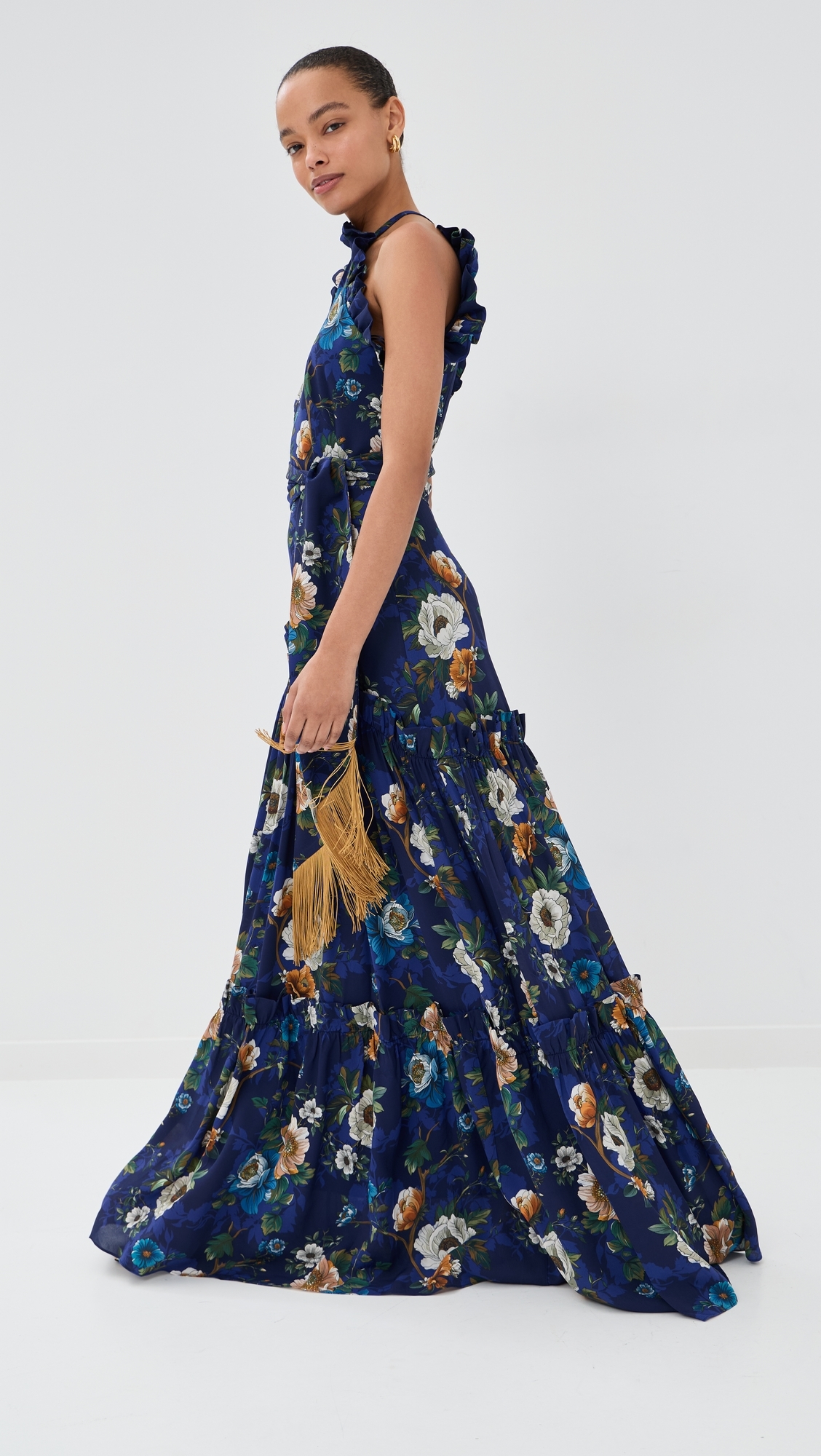 Tatiana Crepe Satin Dress Magical Blossom Navy
