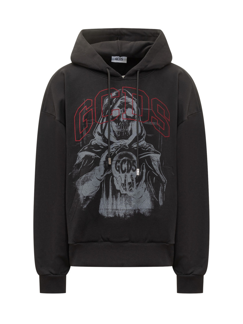Black Graphic Hood Sweatshirt