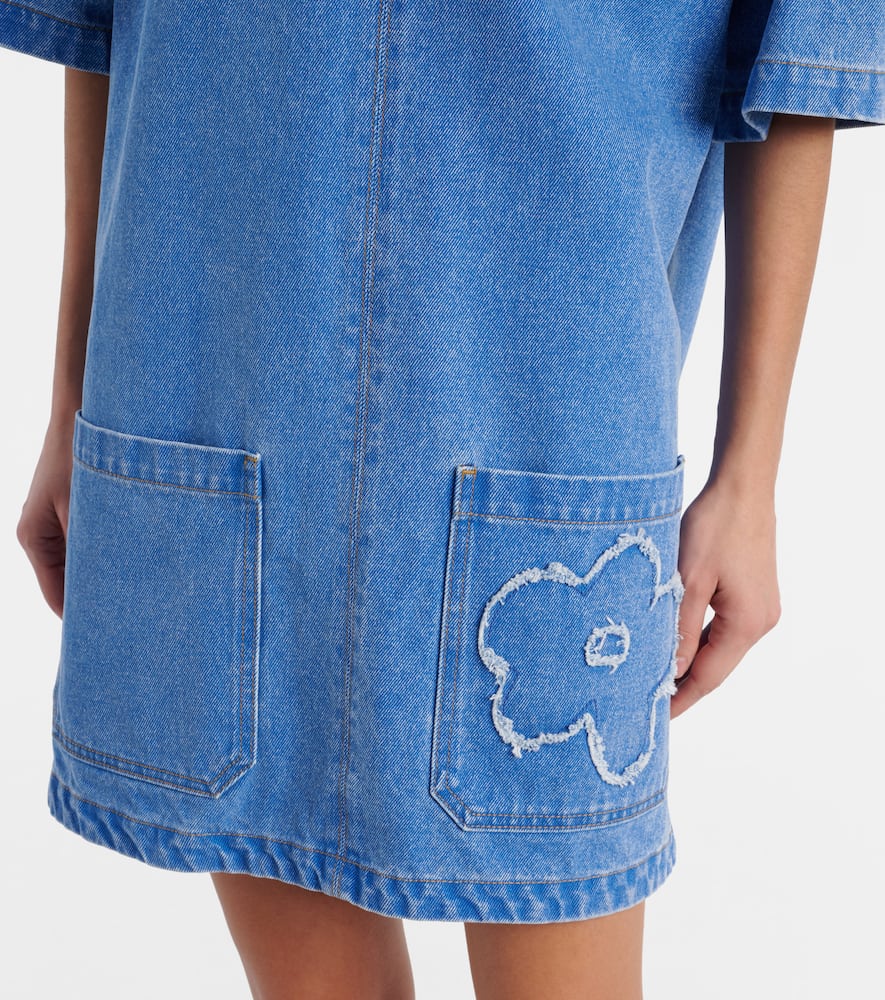 Patch-appliqué denim minidress