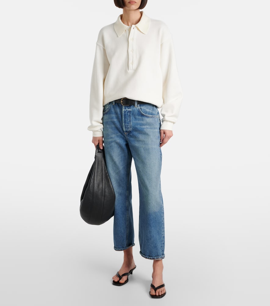 Remi cotton-blend fleece polo sweatshirt