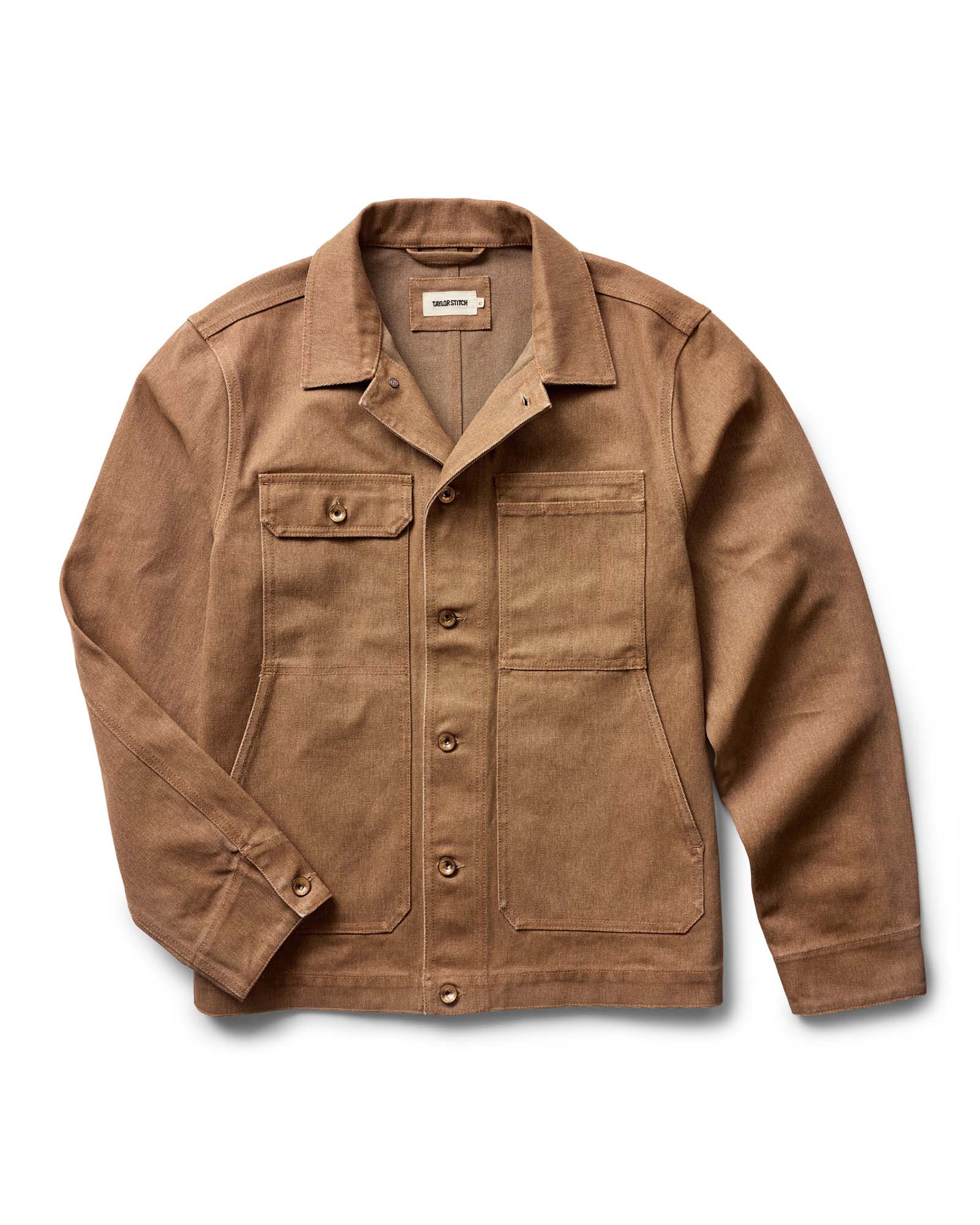 Men's Organic Cotton Longshore Jacket in Tobacco Chipped Canvas