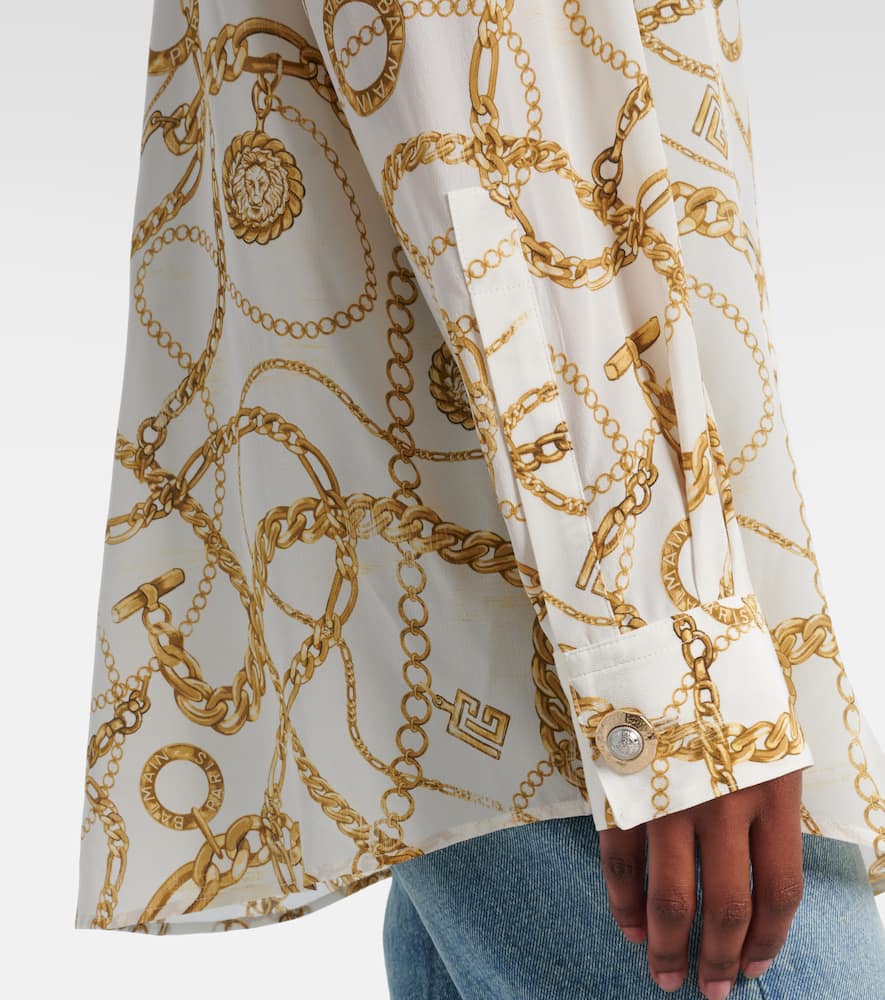Logo printed silk shirt