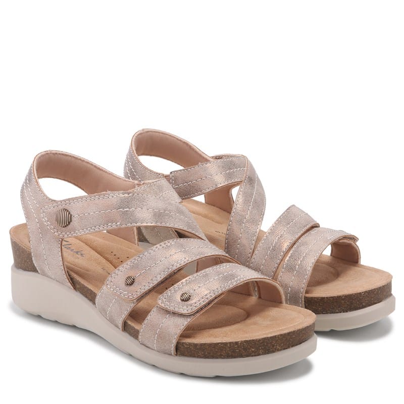 Women's Calenne Clara Medium/Wide Wedge Sandals (Bronze Silver)