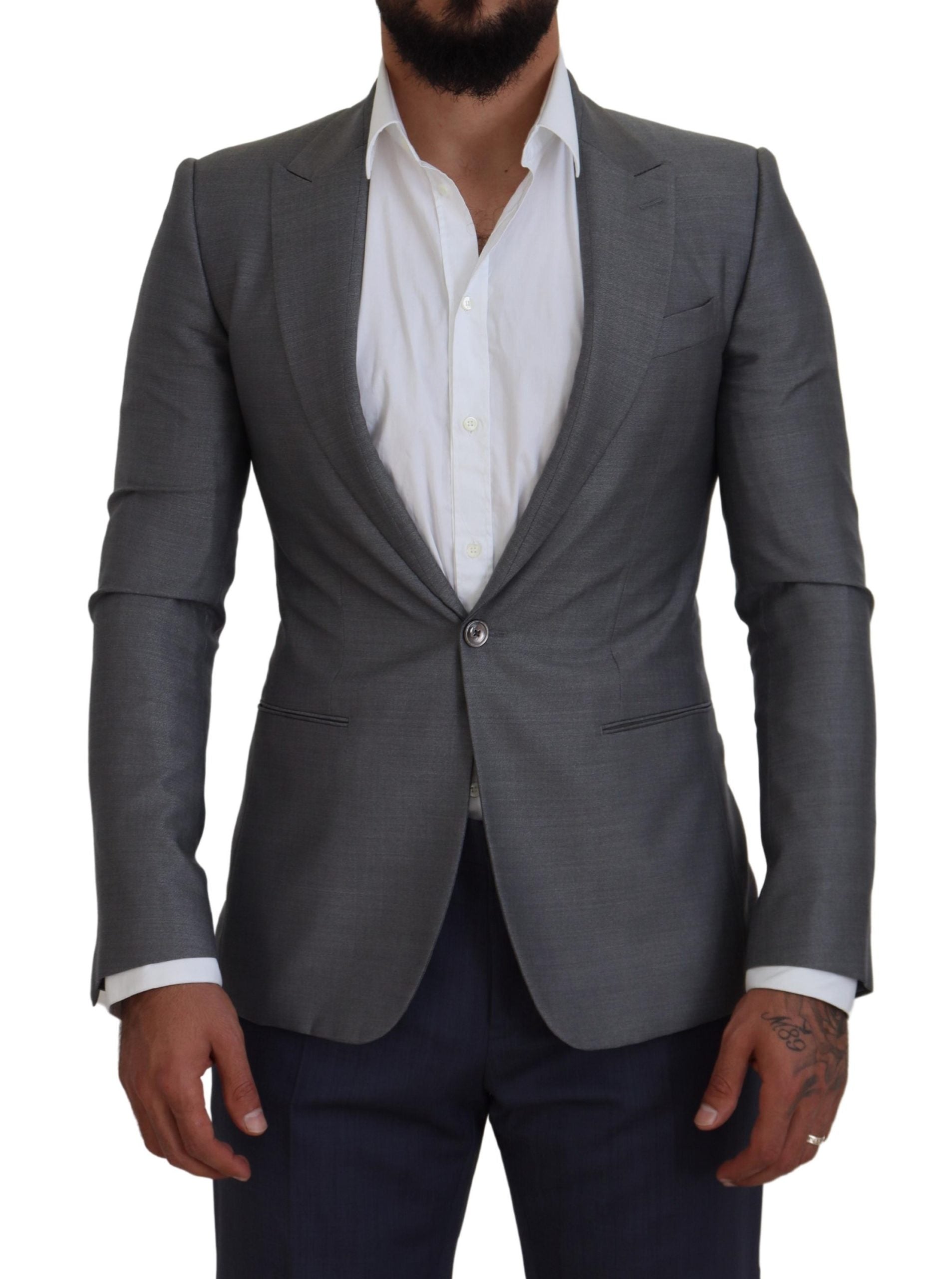 Wool Silk Blazer — Gray
