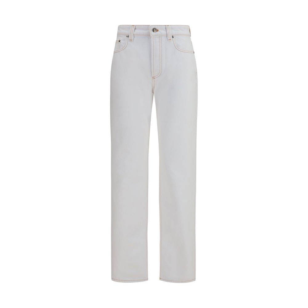 High-Waisted Cotton Jeans — White
