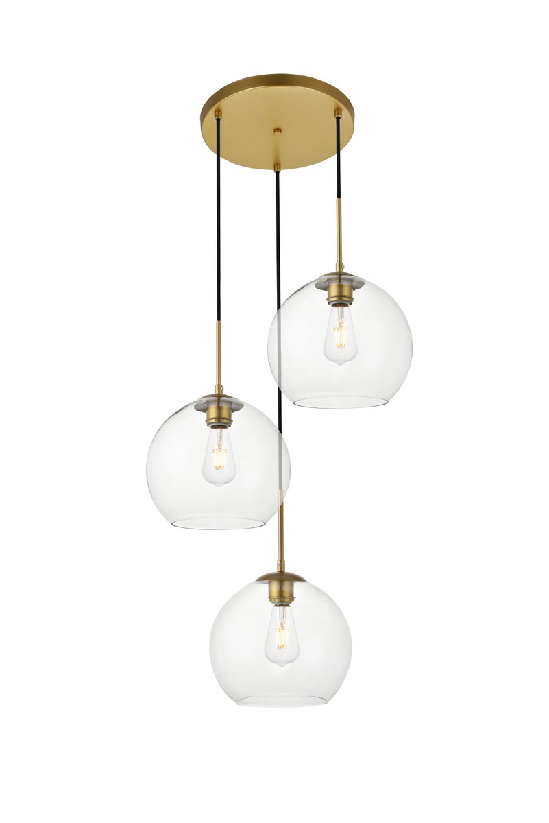 Brass Three Light Pendant from the BAXTER Collection
