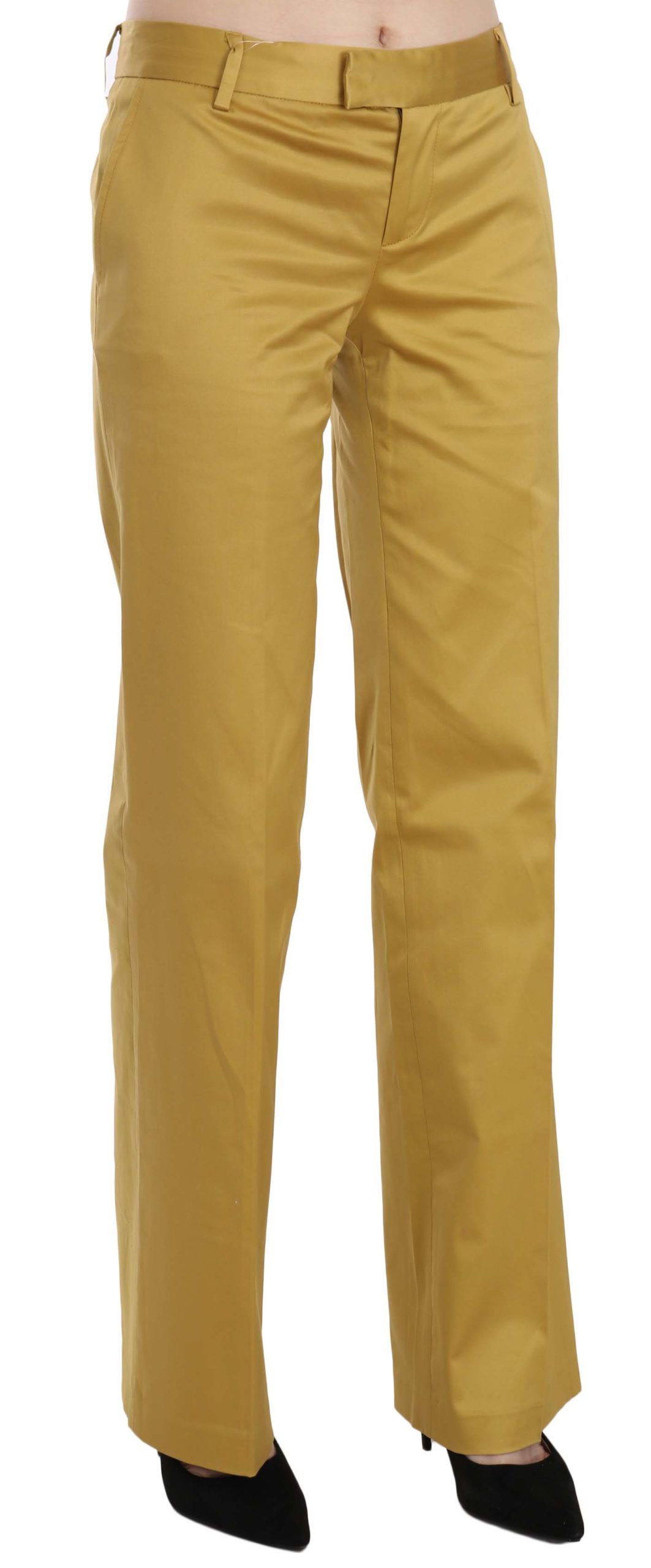 Straight Formal Cotton Trousers — Yellow