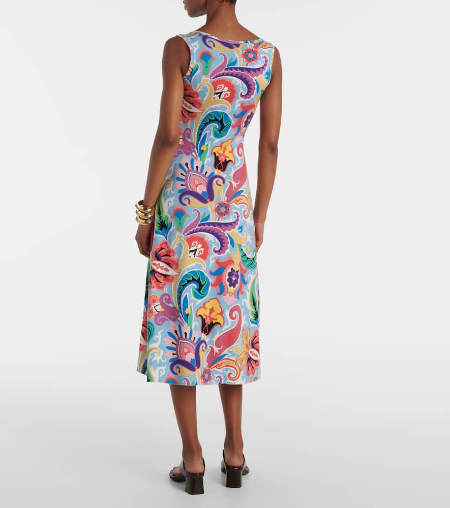 Paisley silk-blend midi dress