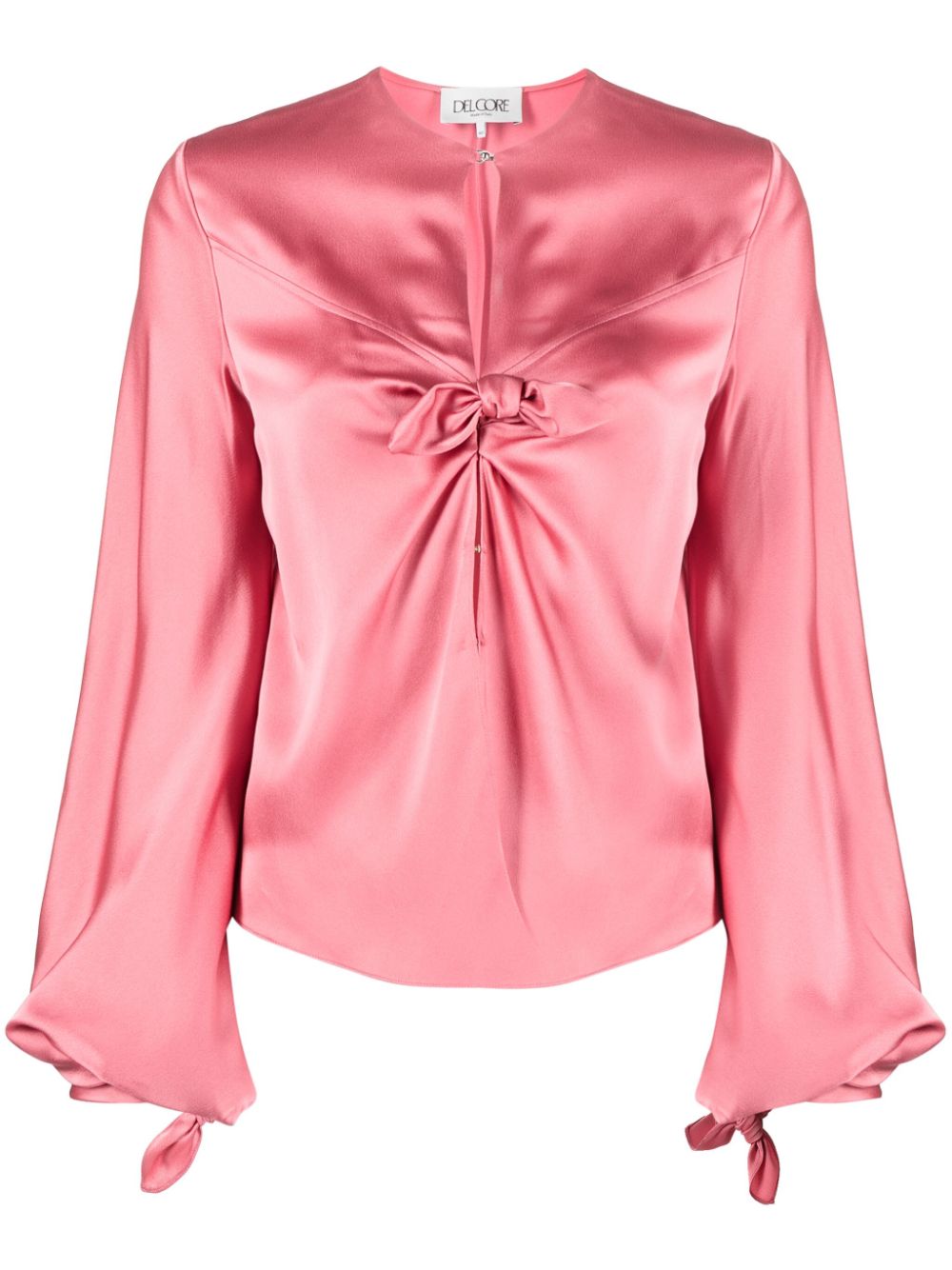 Satin-finish knot-detail blouse - Pink