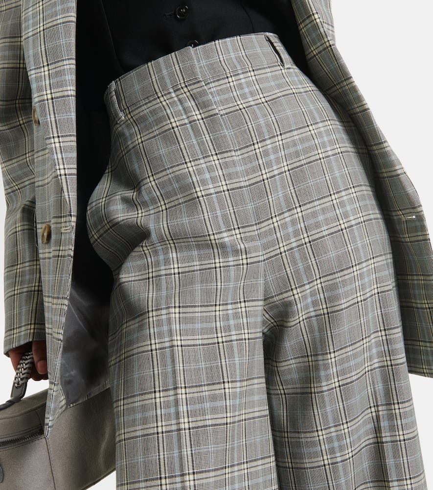 Checked wool flared pants