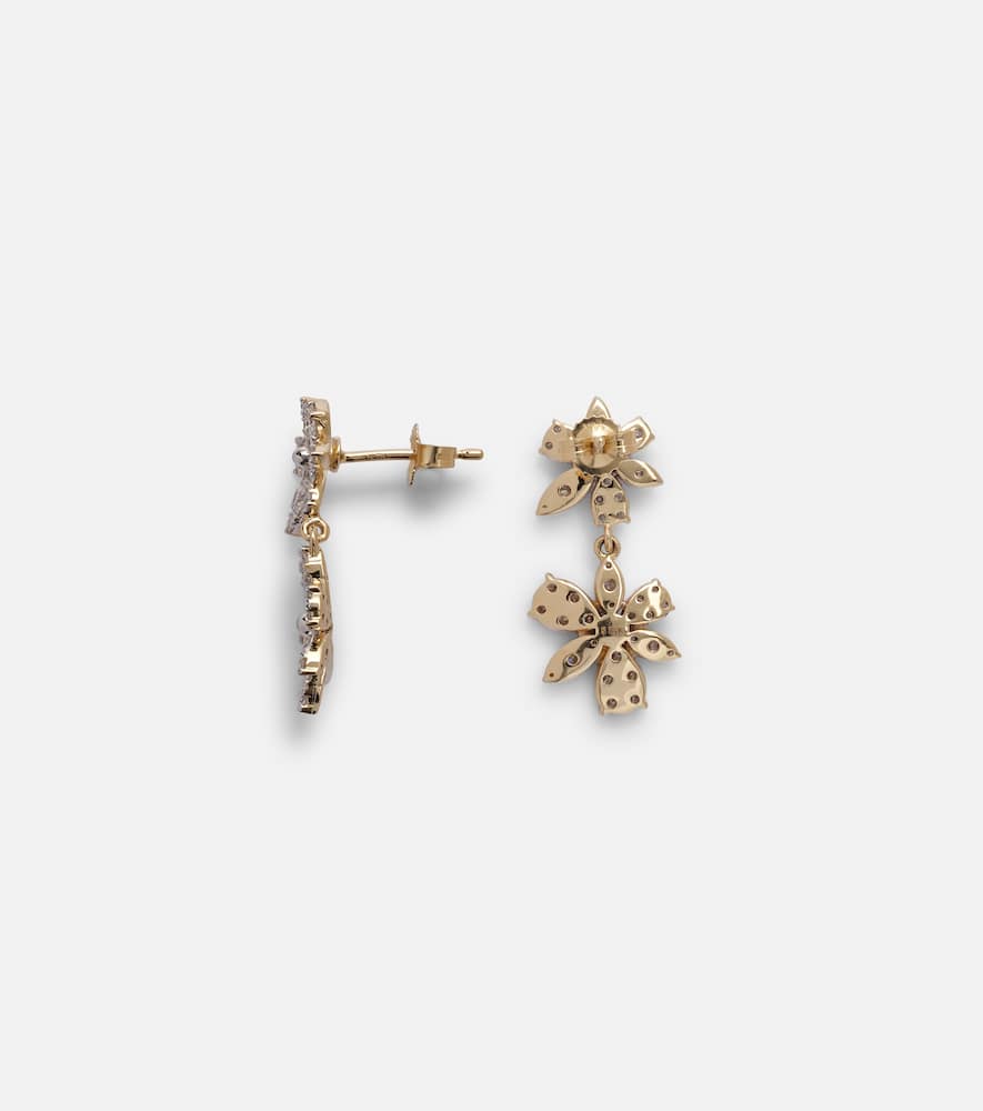 Grand Magnolia 14kt gold drop earrings with diamonds