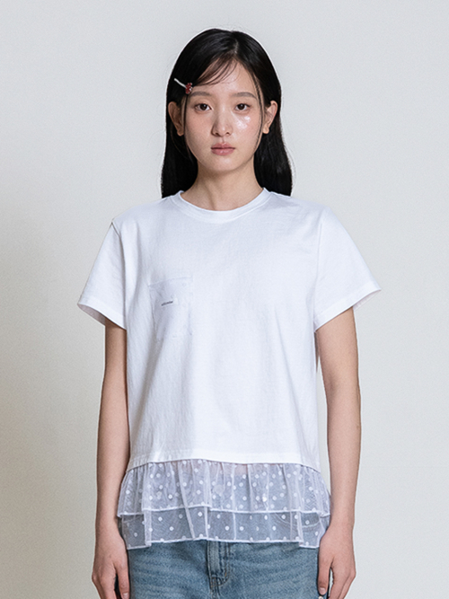 DOT RUFFLE POCKET T-SHIRT