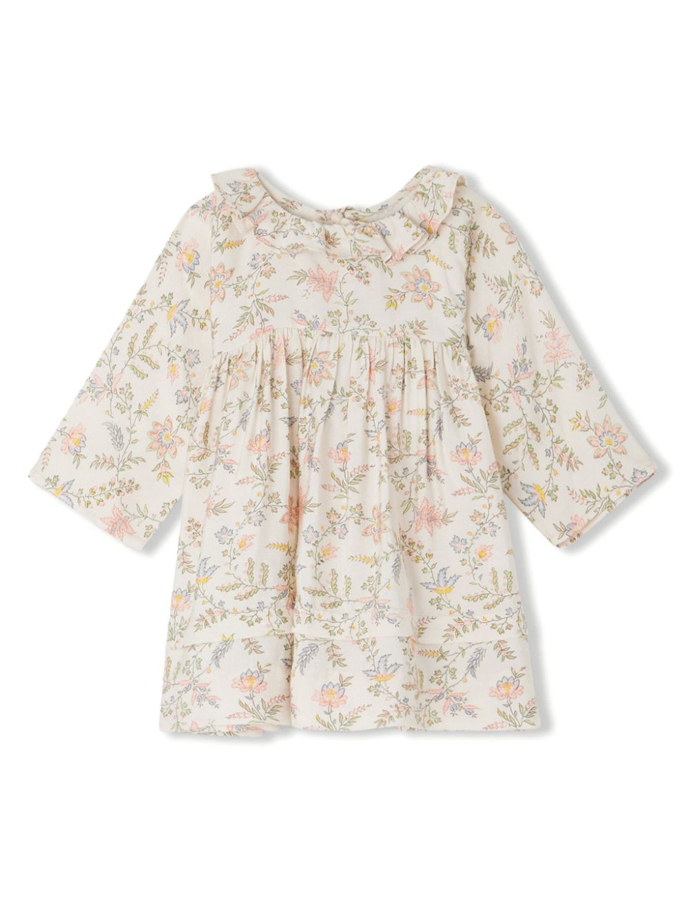Floral-print silk-blend dress - White