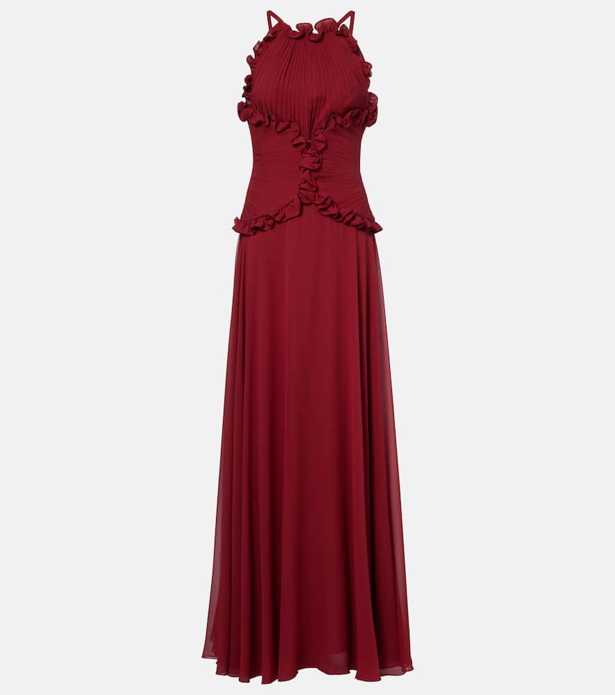 Ruffled silk georgette gown