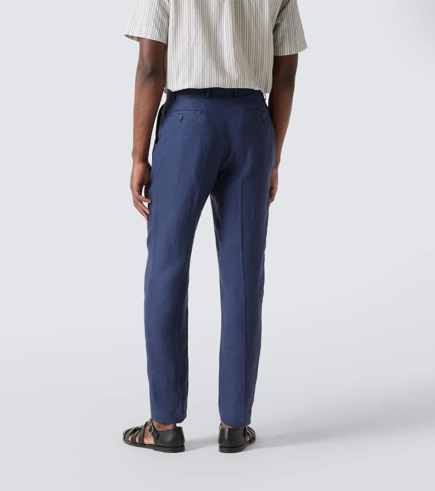 Pleated linen straight pants