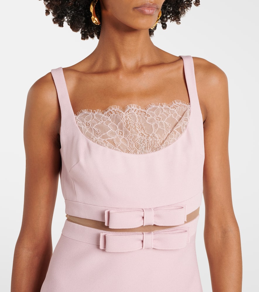 Bow-detail crêpe midi dress
